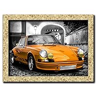 911 Carrera Wall Art Decor Picture Painting Poster Print on Fine Art Paper Panels Pieces - Sport Car Theme Wall Decoration Set - German Car Wall Picture for Showroom Office 12 by 16 in