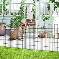 Decorative Metal Garden Fence Outdoor CTW3643, 43.2in H x 14.75 ft L, No Dig Temporary Dog Fence Border Fencing for Yard Patio Landscape Flower Bed,5 Panels + 6 Stakes, Black