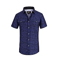Mens Cowboy Cut Embroidered Western Long Sleeve Snap Button Down Shirt