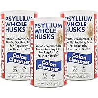 Psyllium Husk, 12 Ounce (Pack of 3) - Fiber Supplement for Regularity, Colon Cleansing, Natural Support for Gut Health, Non GMO, Gluten Free, Vegan, No Sweeteners