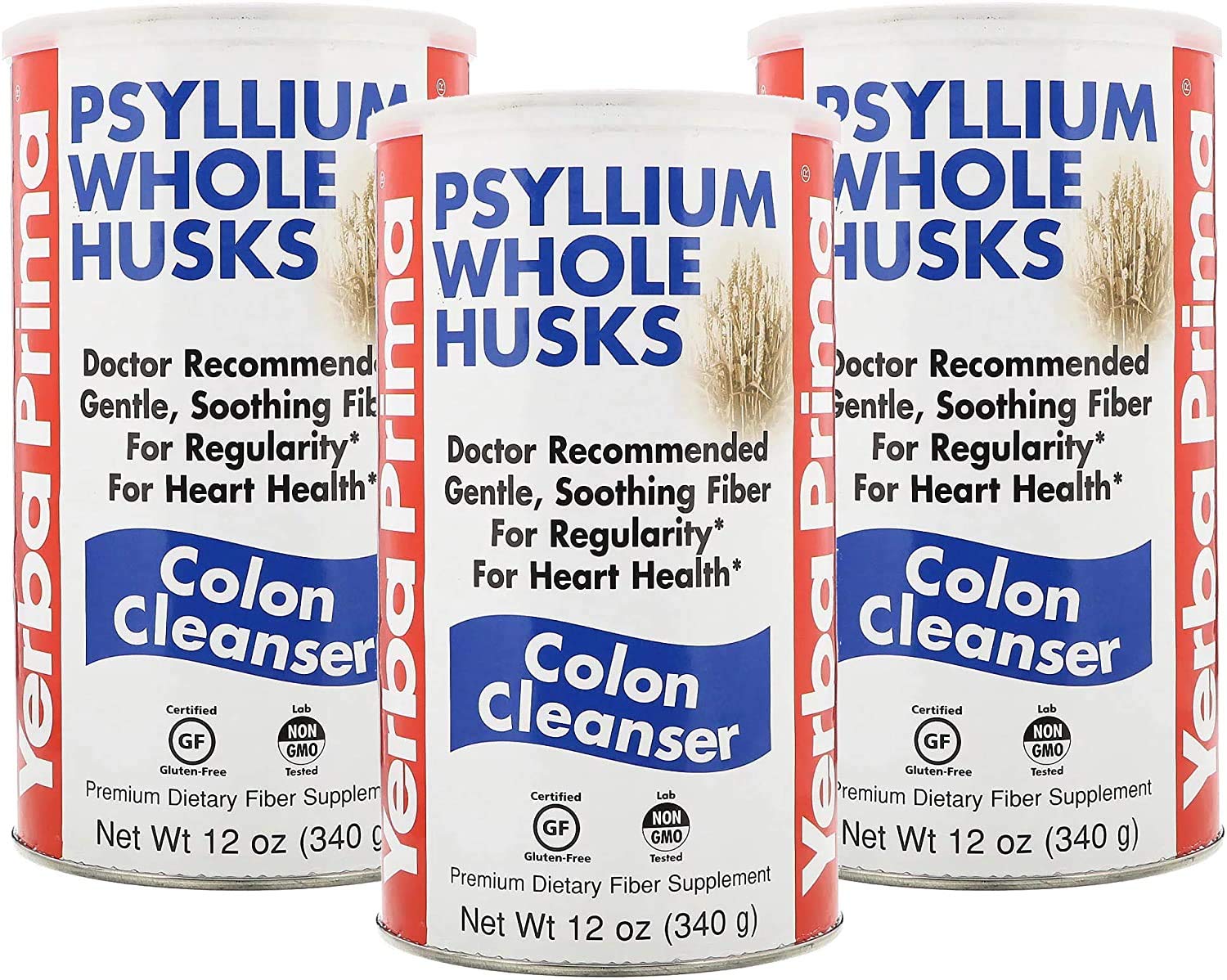 Yerba Prima Psyllium Husk, 12 Ounce (Pack of 3) - Fiber Supplement for Regularity, Colon Cleansing, Natural Support for Gut Health, Non GMO, Gluten Free, Vegan, No Sweeteners
