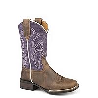 ROPER Girls' Little Faux Leather Western Boot Square Toe Purple 1 D(M) US