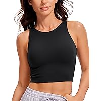 CRZ YOGA Womens Butterluxe Double Lined Cropped Tank Tops High Neck Racerback Tanks Sleeveless Casual Workout Crop Top
