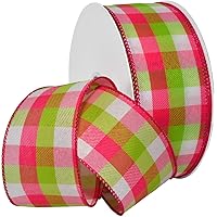 Morex Ribbon 7381 Tres Chic Ribbon, 2-1/2 inch by 50 Yards, Hot Pink/Lime/White