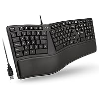 X9 Ergonomic Keyboard Wired with Cushioned Wrist Rest - Type Naturally and Comfortably Longer - USB Wired Keyboard for Laptop with 110 Keys & 5ft Cable - Split Keyboard for PC, Computer Ergo Keyboard