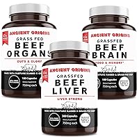 Starter Pack Grass Fed Beef Organs (180 Capsules, 750mg Each), Beef Liver (360 Capsules, 750mg Each), and Beef Brain (180 Capsules, 750mg Each)