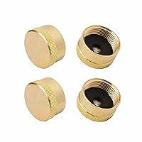 Flame King AB228 4-Pc Universal Solid Brass Caps for 1LB Propane Bottle Gas Tank Cylinders