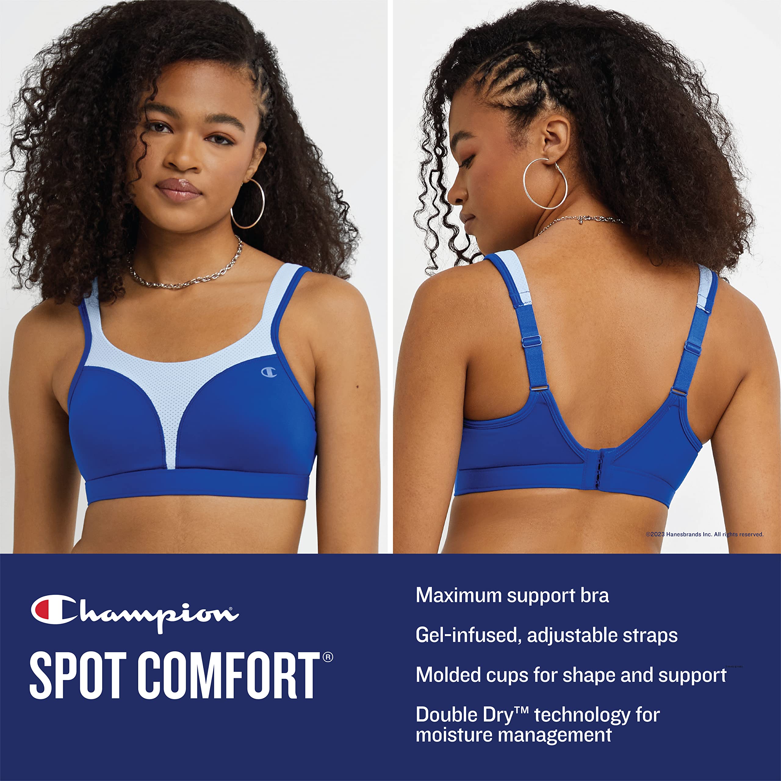 Champion Womens Spot Comfort Sports Bra, Max Support Sports Bra, High Impact Wireless Sports Bra