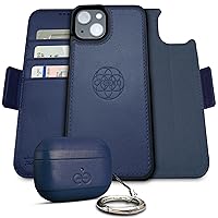 Dreem Bundle: Fibonacci Wallet-Case for iPhone 14 Plus with Om for Apple AirPods Pro 2 Case [Royal]