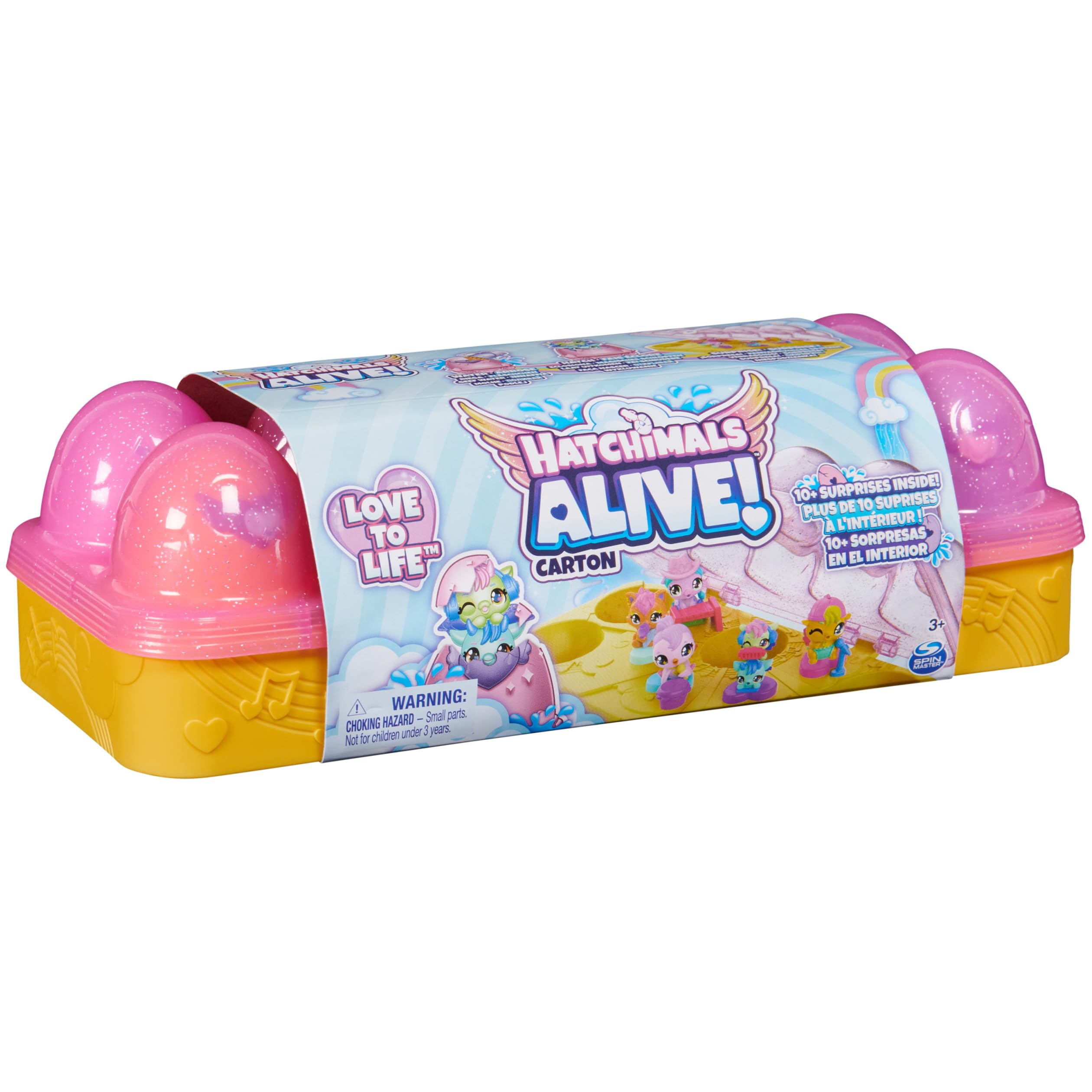 Hatchimals Alive, Pink & Yellow Egg Carton Toy with 6 Mini Figures in Self-Hatching Eggs, 11 Accessories, Kids Toys for Girls and Boys Ages 3 and up