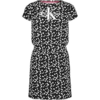 Calvin Klein Girls' Short Sleeve Cotton Logo Dress, Elastic Cinched Waist & Tagless Interior