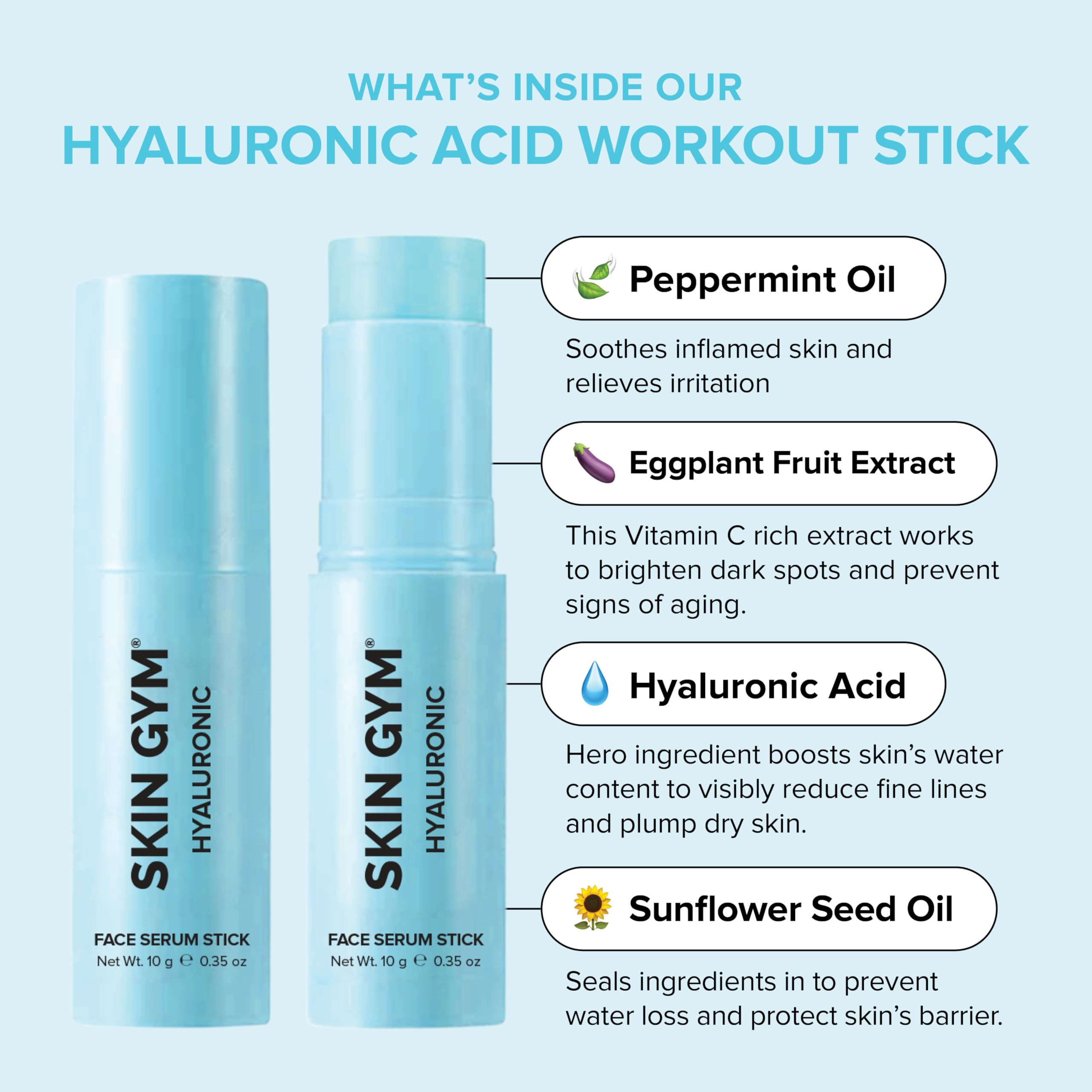 Skin Gym Power Face Serum Collection, Face Moisturizer Skin Care Sticks Formulated With The Options of Hyaluronic Acid, Retinol, Collagen or Vitamin C