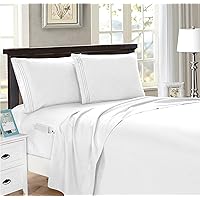 Elegant Comfort 4-Piece Queen- Smart Sheet Set! Luxury Soft 1500 Premier Hotel Quality Wrinkle and Fade Resistant with Side Storage Pockets on Fitted Sheet, Queen, White