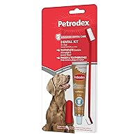 Petrodex Dental Care Kit for Dogs and Puppies, Cleans Teeth and Fights Bad Breath, Reduces Plaque and Tartar Formation, Enzymatic Tooth Brushing Kit, Peanut Flavor, 2.5oz Toothpaste + Toothbrush