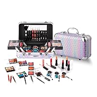 All In One Makeup Set for Teenager Girls 10-12 Full Makeup Kit for Beginners Includes Eye Shadow Palette Blush Lip Gloss Lipstick Eye Pencil Brush Mirror (Purple Heart)