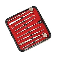 German Professional Dental Hygiene Kit-Calculus & Plaque Remover Set-Tarter Scraper,Tooth Pick,Dental Scaler And Mouth Mirror Instruments-Plaque Remover for Teeth (DENTAL SET OF 9 IN POUCH)