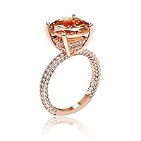 Women's Unique Big Champagne Yellow Round AAA Cubic Zirconia Solitaire Rings Gift RA0415