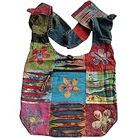 Fair Trade Cotton Patchwork & Flowers Beach Travel Hippy Boho Shoulder Bag