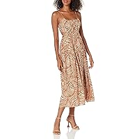 MOON RIVER Women's Shirred Sleeveless Cut-Out Midi Dress