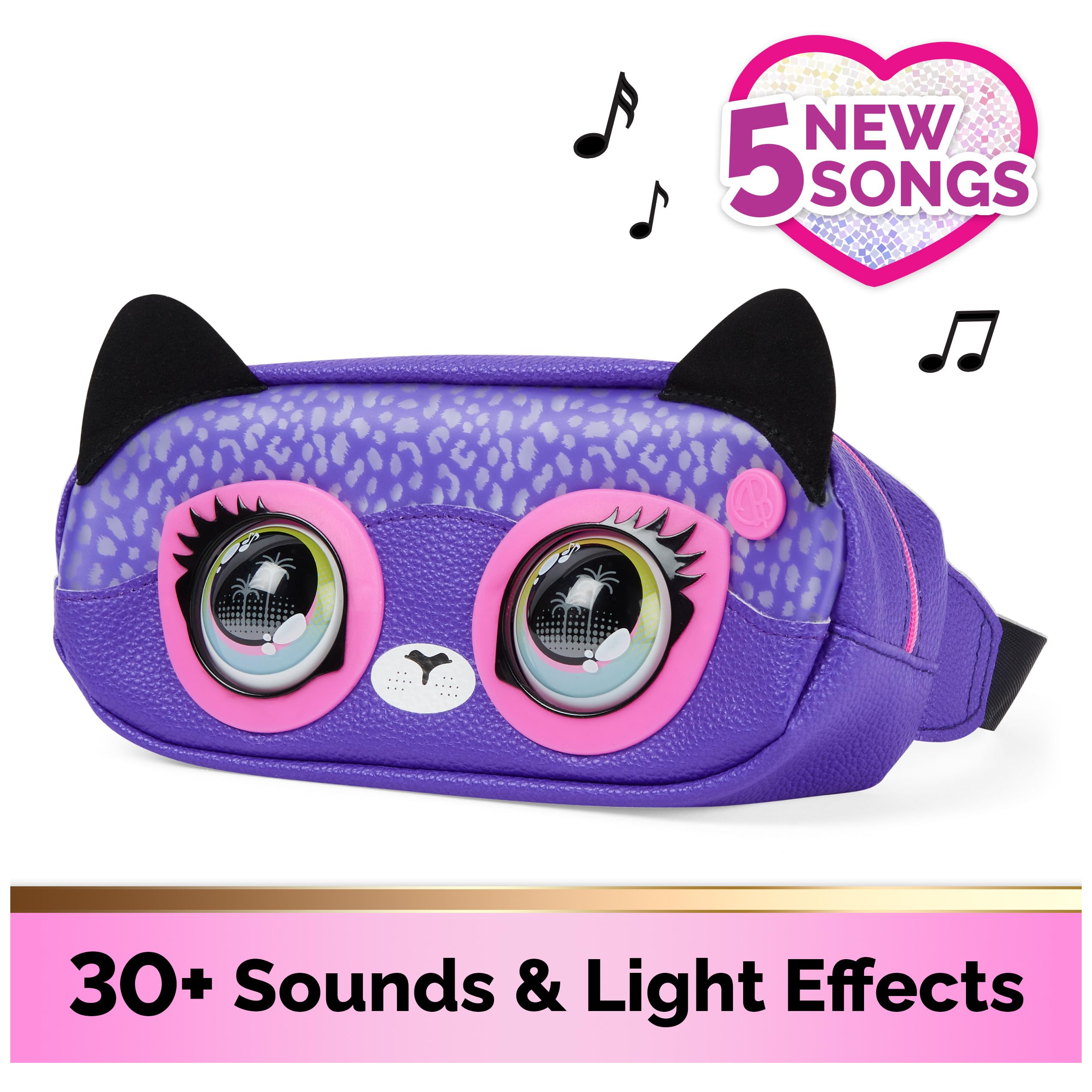 Purse Pets - Cheetah Fanny Pack - Interactive Companion Belt Bag - Interactive Animal with 30 Rainbow Reactions & Light Effects - 5 Songs to Discover - Toy for Children Ages 5+