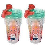 The First Years Cocomelon Take & Toss Toddler Sippy Cups - Spill Proof Toddler Sippy Cups with Snap On Lids and Travel Caps - Cocomelon Feeding and Party Supplies - 10 Oz - 8 Count