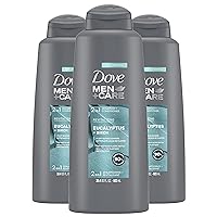 DOVE MEN + CARE 2 in 1 Shampoo Conditioner Eucalyptus + Birch 3 Count For Healthy-Looking Hair Naturally Derived Plant Based Cleansers 20.4 oz