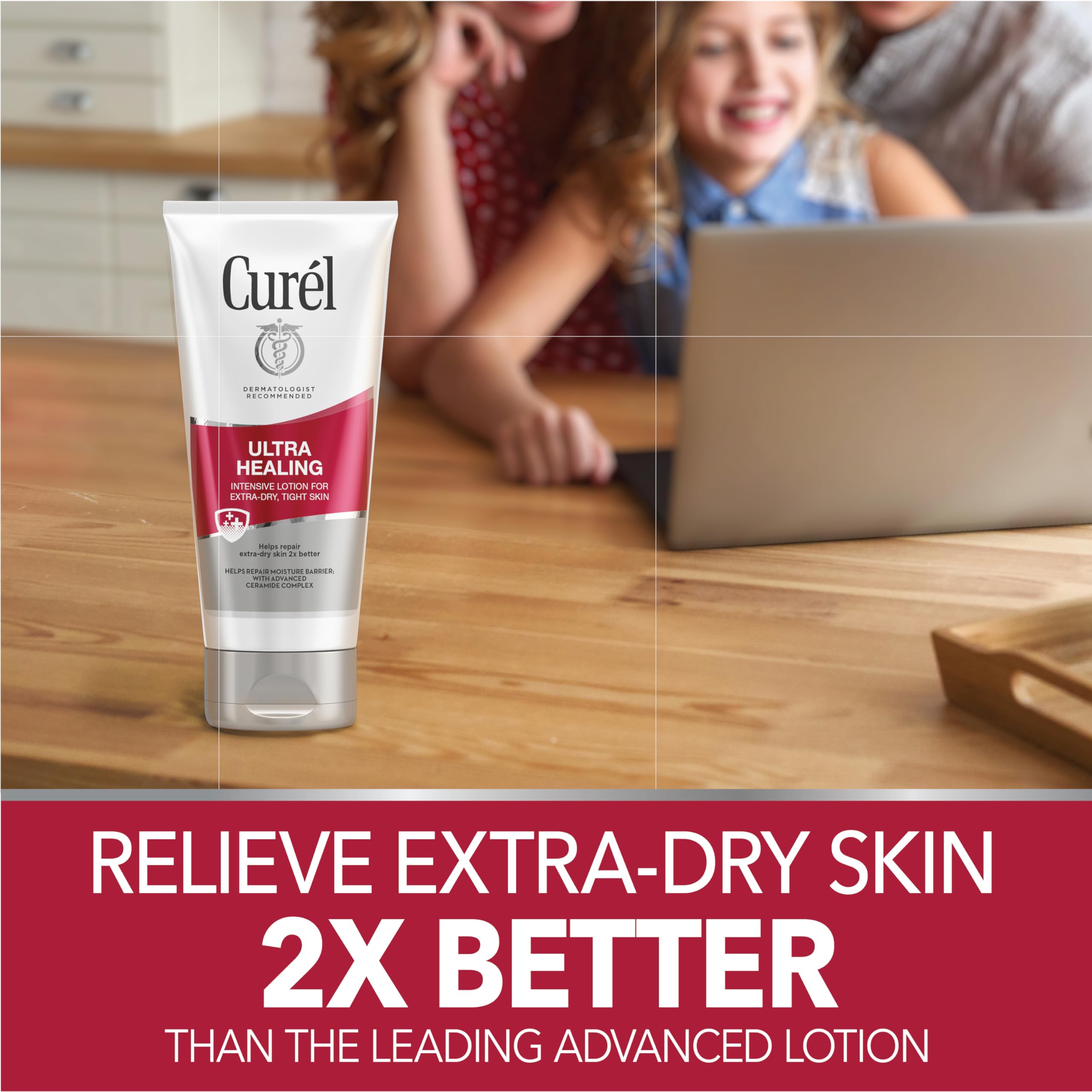 Curel Ultra Healing Intensive Fragrance-Free Lotion For Extra-Dry Skin, Dermatologist Recommended, Ideal for Sensitive Skin, Cruelty Free, Paraben Free, 3-6 Oz