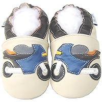 Soft Sole Leather Baby Shoes Infant Toddler Child Kid Boy Crib Shoes Motorcycle Beige
