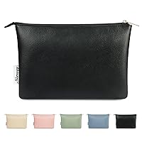 Narwey Small Makeup Bag for Purse Vegan Leather Travel Makeup Pouch Cosmetic Bag Zipper Pouch for Women (Black)