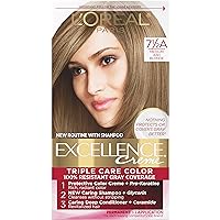 Excellence Creme Permanent Triple Care Hair Color, 7.5A Medium Ash Blonde, Gray Coverage For Up to 8 Weeks, All Hair Types, Pack of 1
