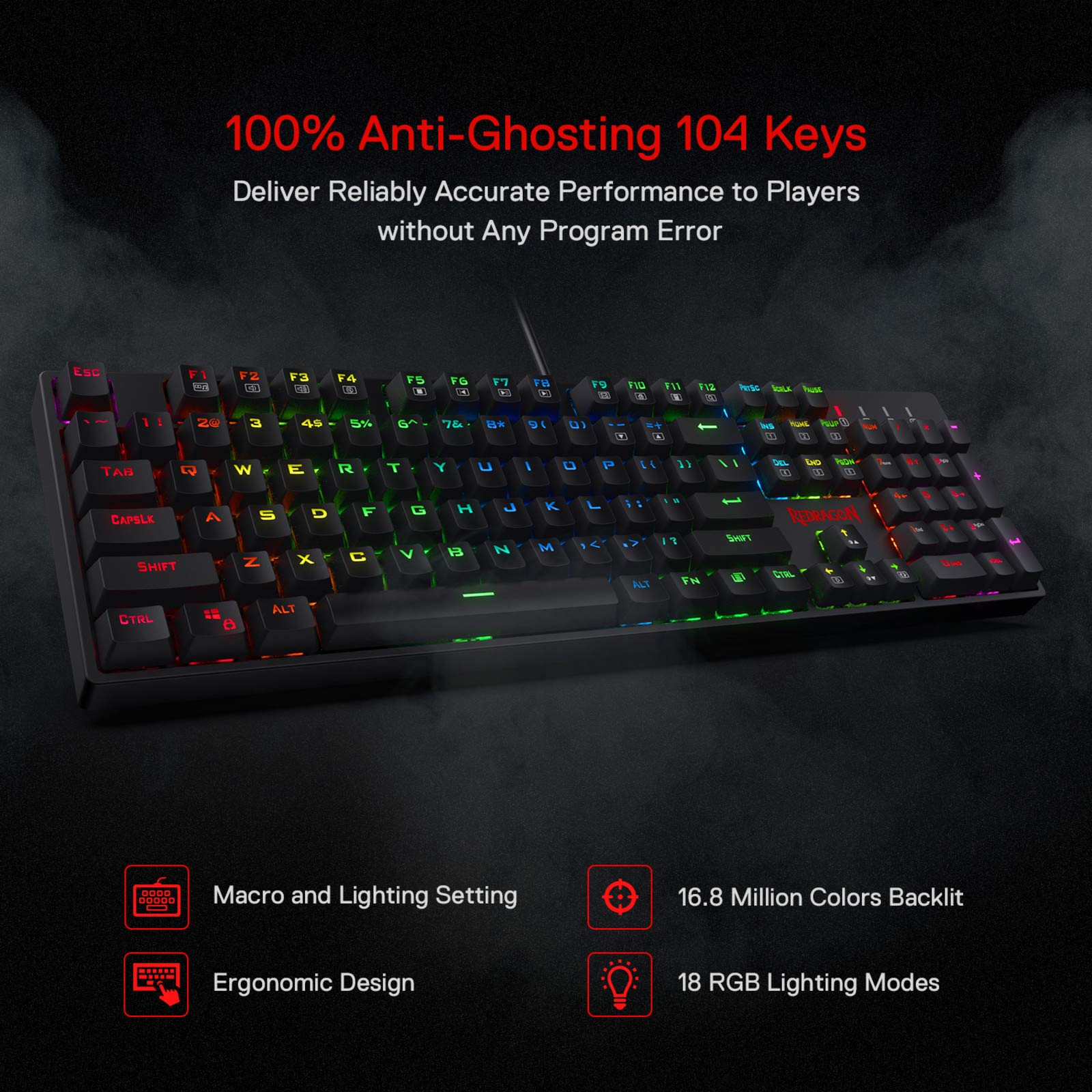 Mua Redragon K582 Gaming Keyboard, 104 Keys, Red Axis Mechanical Keyboard  with RGB LED Backlight, USB Wired Gaming Office Keyboard trên Amazon Nhật  chính hãng 2023 Giaonhan247
