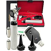 Student Home Use Excellent Otoscope Kit Set Led Otoscope 3.5v Black with Hard Case Plus Extra Replacement Bulb Plus Specula Cynamed