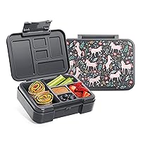 Simple Modern Bento Lunch Box for Kids | BPA Free, Leakproof, Dishwasher Safe | Lunch Container for Girls, Toddlers | Porter Collection | 5 Compartments | Unicorn Fields