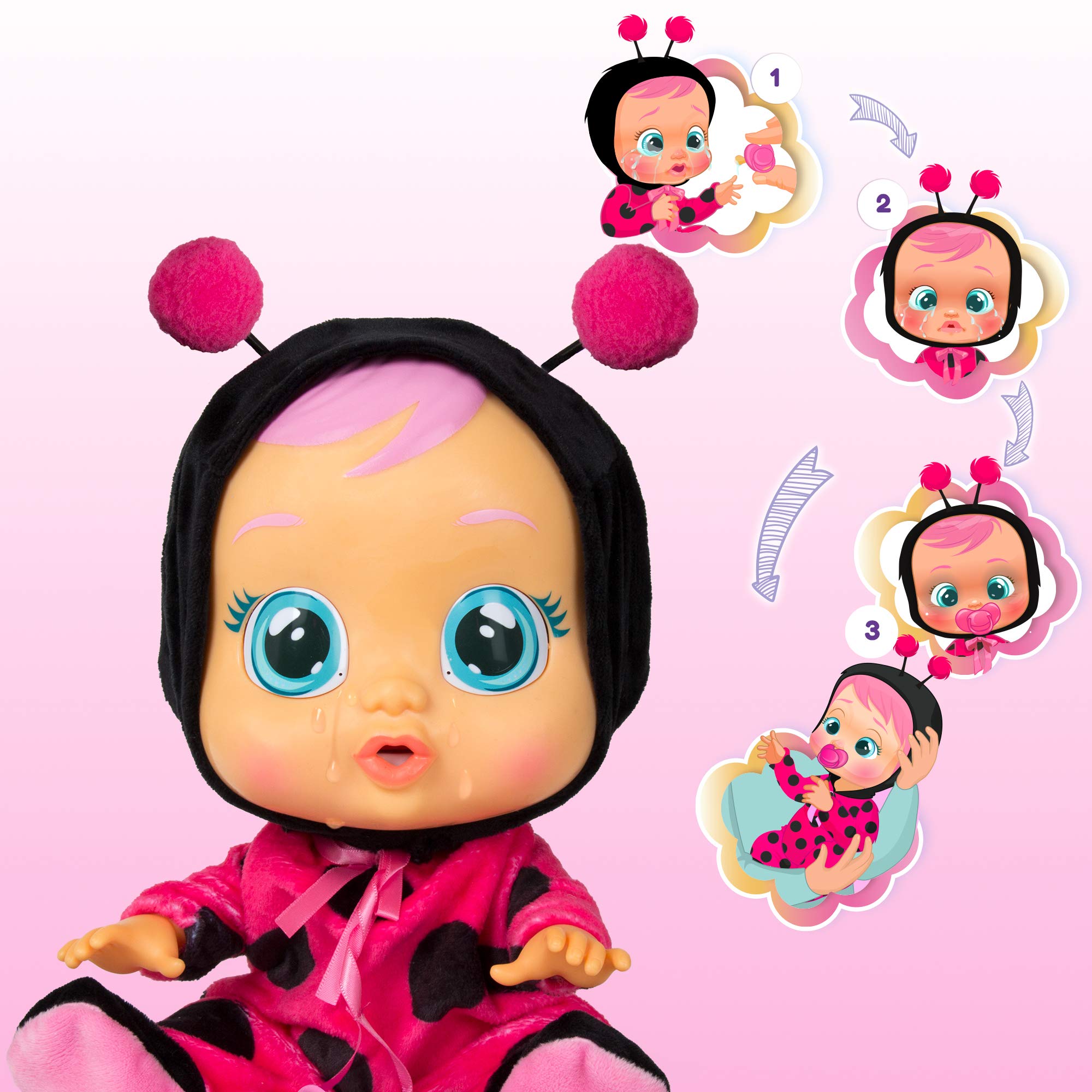 Cry Babies Lady The Ladybug Doll, Black/Magenta