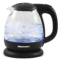 EKT1001B Electric 1.0L BPA-Free 1100W Glass Kettle Cordless 360° Base, Stylish Blue LED Interior, Handy Auto Shut-Off Function – Quickly Boil Water For Tea & More, Graphite Black