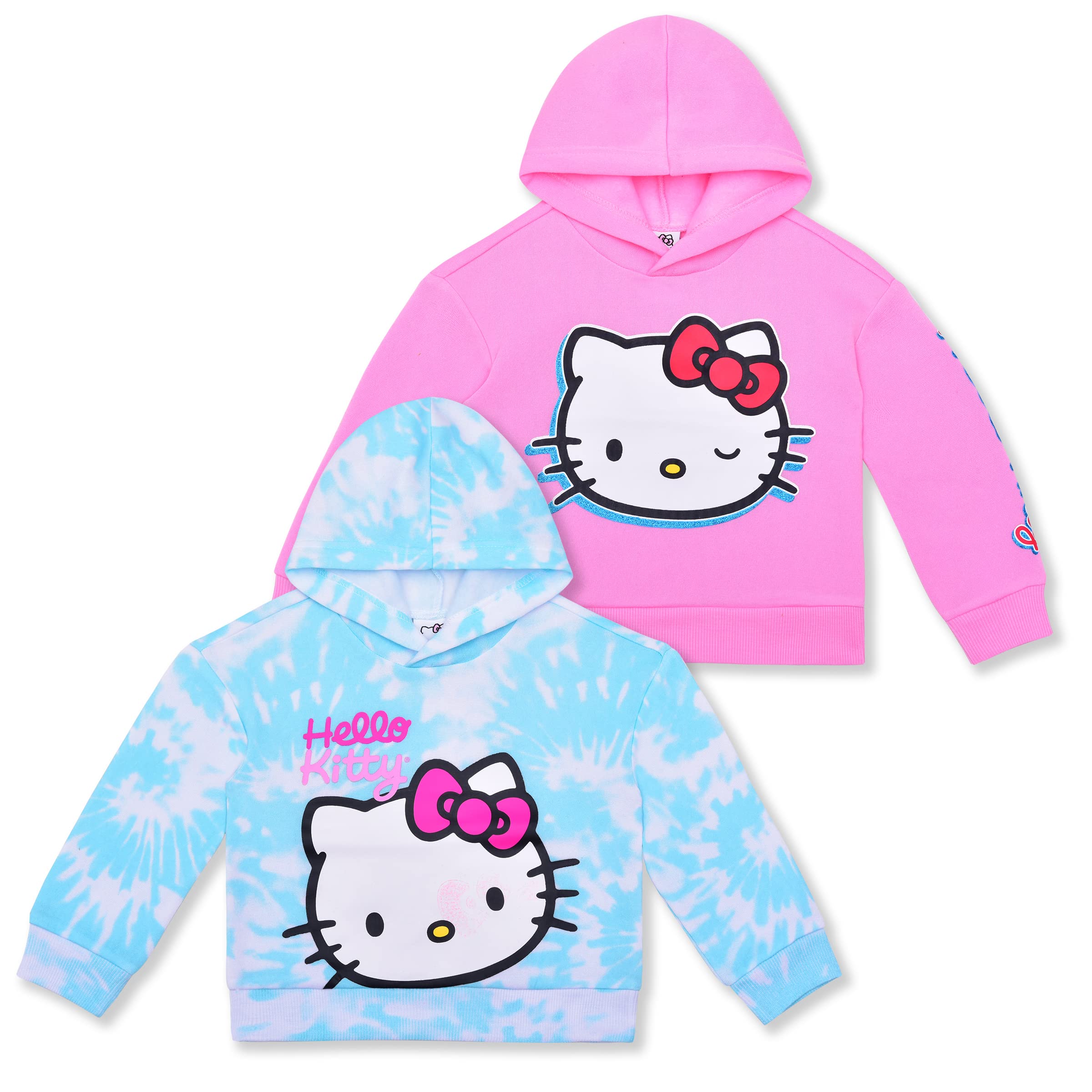 Hello Kitty Girls 2 Pack Hoodie for Infant, Toddler, Little and Big Kids – Blue/Pink
