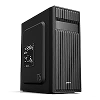T6 ATX Mid Tower Computer PC Case, Pre-Installed 120mm Fan, 5.25 ODD, USB 3.0, Patterned Mesh Design, mATX ITX for Gaming Workstation, Black