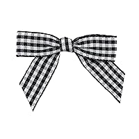 Reliant Ribbon 5163-984-03C Gingham Check Twist Tie Bows Bows, 5/8 Inch X 100 Pieces, Black/White