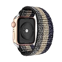 for Apple Watch Bohemia Elastic Nylon Loop Band 38/40mm 42/44mm Series 7/6/5/4/3/2/1 Man Women Watch Band (Color : Khaki Black, Size : 38mm-40mm)