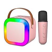 Mini Karaoke Machine for Kids Adults, Portable Bluetooth Speaker with Wireless Microphones,Karaoke Toys Gifts for Girls Ages 4, 5, 6, 7, 8, 9, 10, 12 +Year Old Christmas Birthday Party(Pinkcolor)