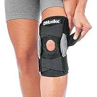 Sports Medicine Hinged Wrap Around Knee Brace for Adults, Men and Women Knee Support for Pain, Injury, or Arthritis, Black/Gray,12-21 Inches, One Size Fits Most