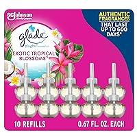 Glade PlugIns Refills Air Freshener, Scented and Essential Oils for Home and Bathroom, Exotic Tropical Blossoms, 6.7 Fl Oz, 10 Count (Packaging May Vary)