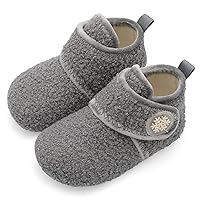 Scurtain Unisex Kids Toddler Slippers Socks Artificial Woolen Slippers with Non-slip Rubber Sole