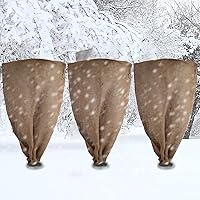 3 Pack 24″ × 40″ Reusable Warm Burlap Winter Plant Cover Bags with Drawstring Burlap Plant Covers Freeze Protection Large Plant Frost Cloth Cold Freeze Blanket Protecting Fruit Tree Potted Plants