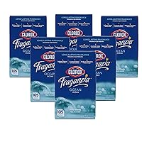 Clorox Fraganzia Dryer Sheets in Ocean Scent, 105 Count - 6 Pack| Wrinkle-Reducing Fabric Softener Sheets | Best Laundry Dryer Sheets with Long-Lasting Ocean Scent