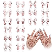 Henna Tattoo Sticker for Hands, 18 Pairs Waterproof Henna Temporary Tattoo, Self Adhesive Henna Tattoo Kit, Easy to Use Henna Stencils for Women Girls, Henna Tattoo Sticker