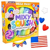 Mixy Squish Rainbow Mega Pack by Horizon Group USA, Includes 12 oz. of Pre-Made Air Dry Clay, Sensory Play, 12 Colors, 5 Different Crunchy, Bumpy, Soft Textures, Dries Squishy & Smooth