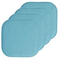 Sweet Home Collection Chair Cushion Memory Foam Pads Honeycomb Pattern Slip Non Skid Rubber Back Rounded Square 16