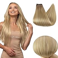Sew In Weft Human Hair Extensions Sew In Remy Hair Straight Hair Weft Extensions Blonde Hair Extensions Color Chestnut Brown To Honey Blonde Mix Platinum Blonde Hiar Bundles 105G 18 Inch