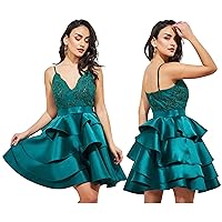 GODDIVA London by Joycze Layered Frilled MIDI Dress - (Holiday, Christmas, Valentine, Cocktail, Party, Evening Dress) (US, Alpha, M, Emerald Green)